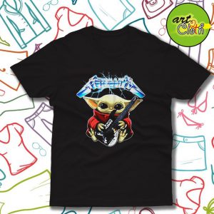 Baby Yoda Hug Metallica Guitar T Shirt