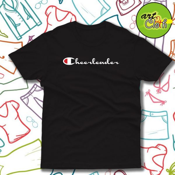 Cheerleader Champion Logo Black T Shirt
