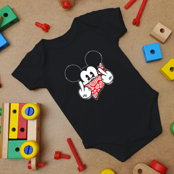 Mickey Mouse Gangster Middle Finger Baby Onesie