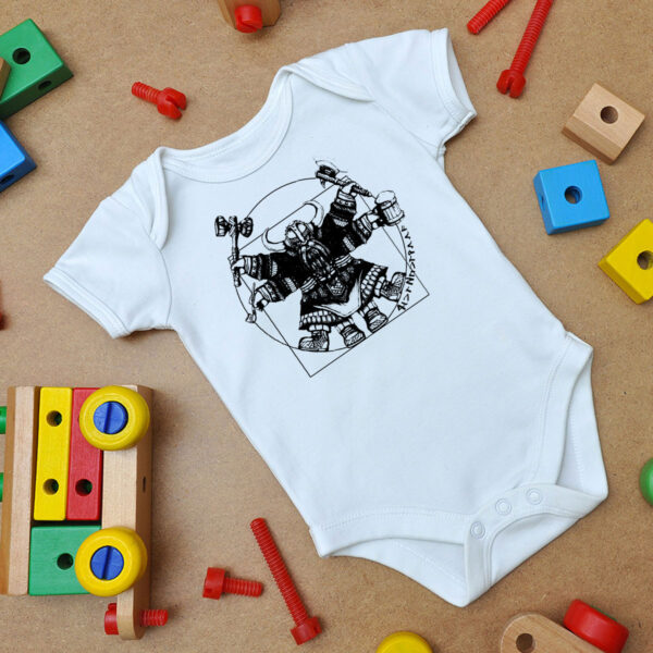 Vitruvian Dwarf White Baby Onesie